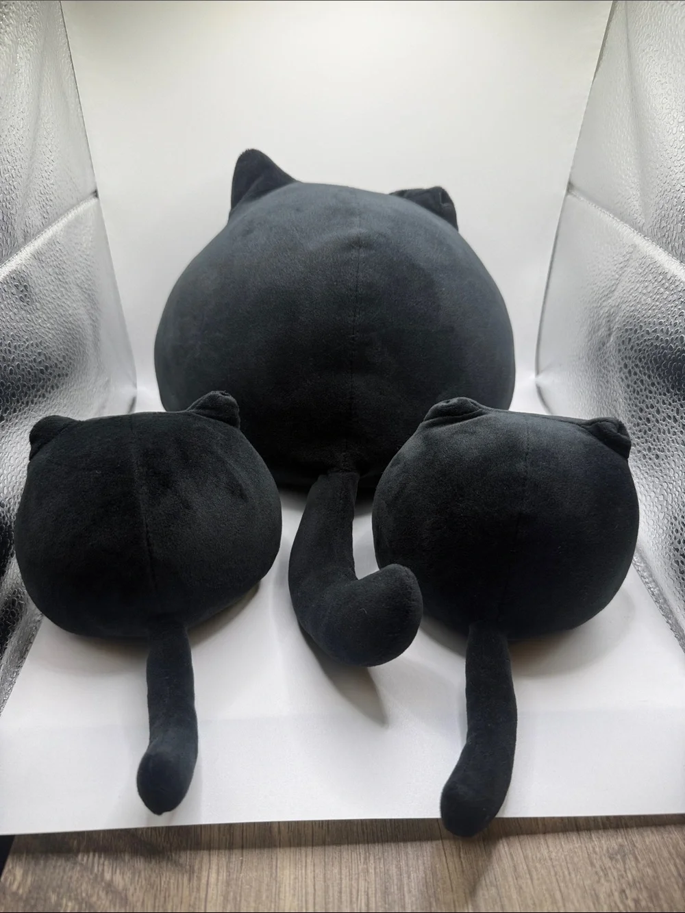 Plush Black Cat 3 Piece Set with Yellow Eyes Halloween Squishy